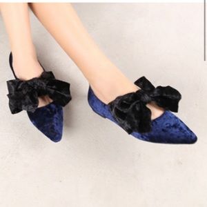 Zara Woman Blue Velvet Ballerina Flats Size 40